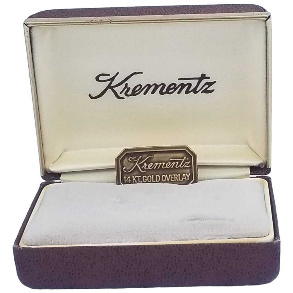 Krementz 14 Kt Gold Overlay Jewelry Presentation Box Only Hard Brown Case W7